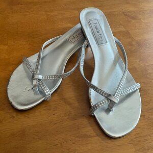Size 7 Touch Ups silver 1" sandals with silver rhinestones